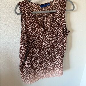 Apt. 9 Brown and Cream Cheetah Print Patterned Blouse